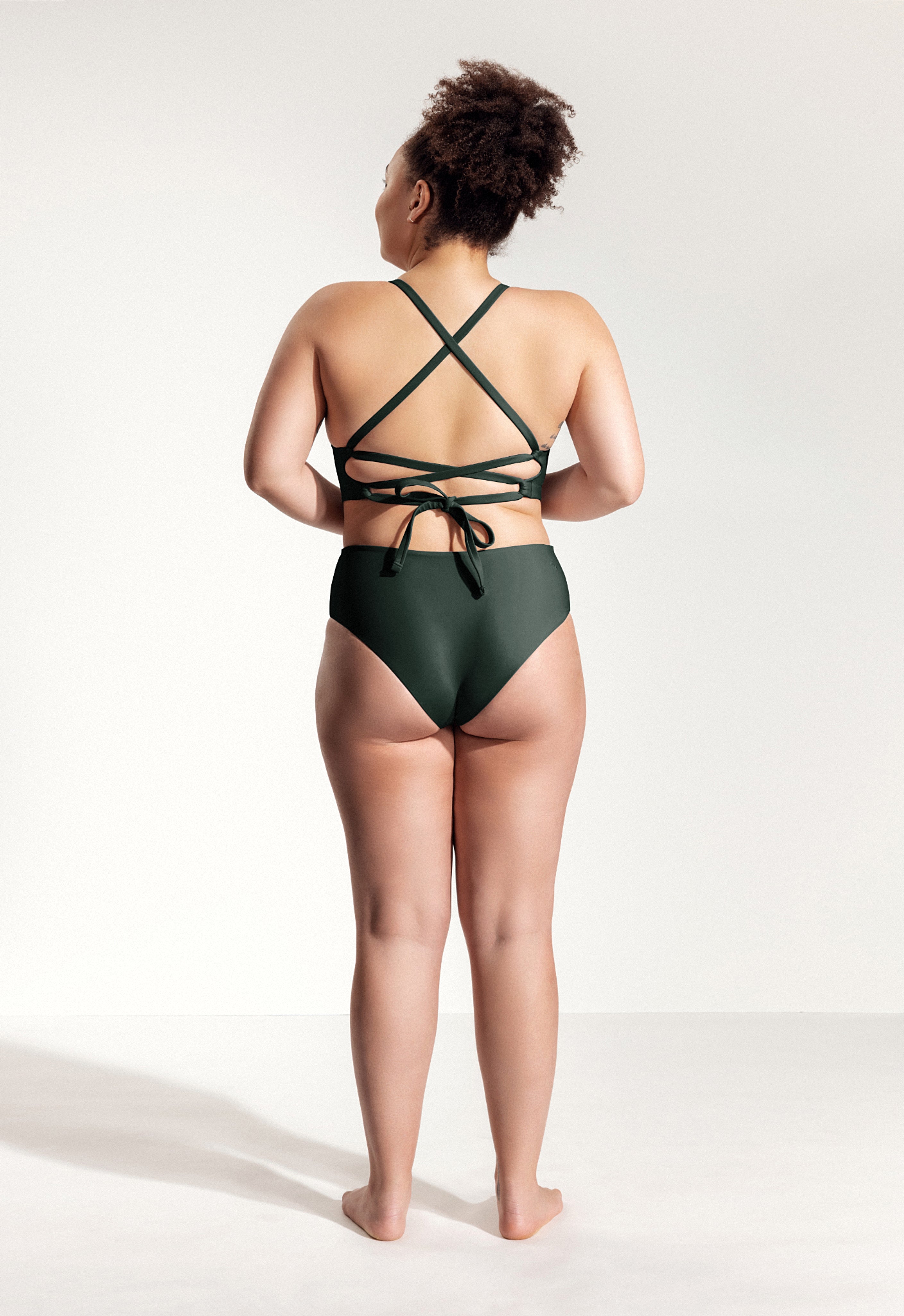 Freda Bikini Bottoms in Night Green
