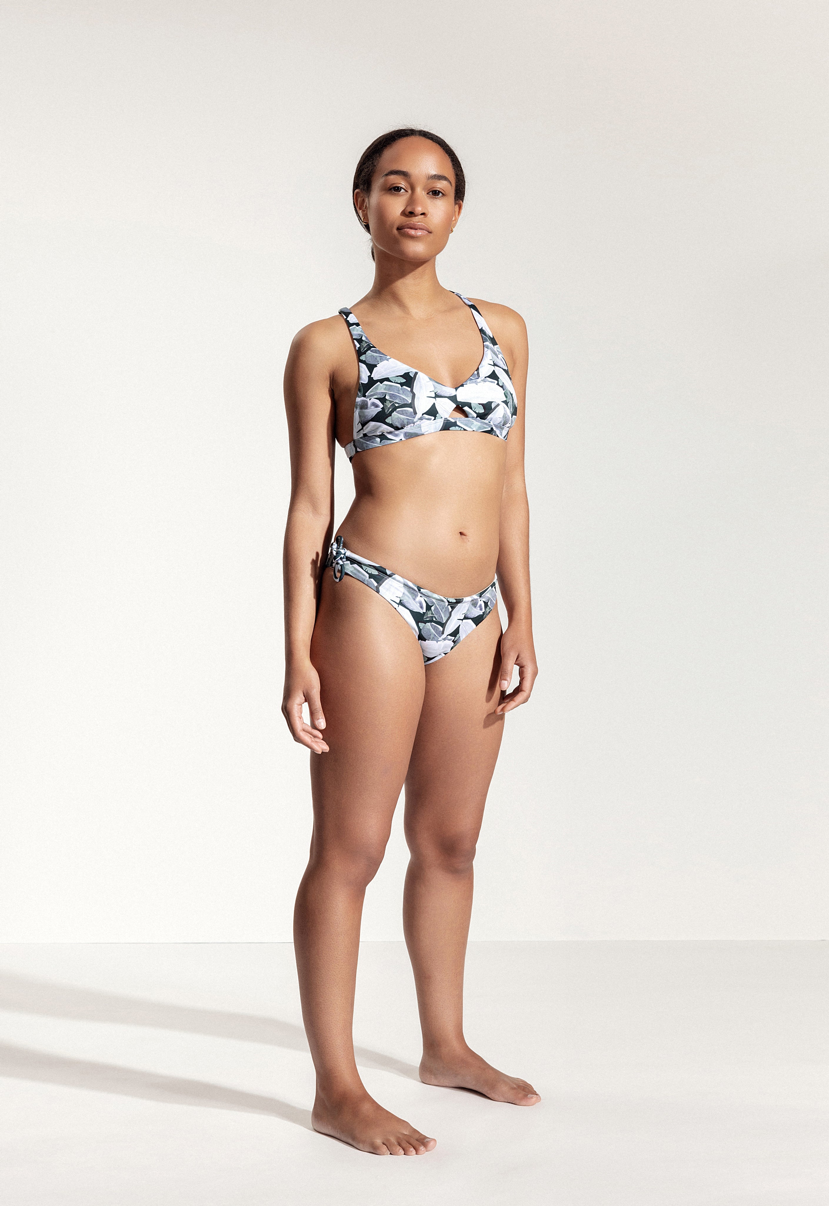 Charlie Bikini Top in Green Leaf Print